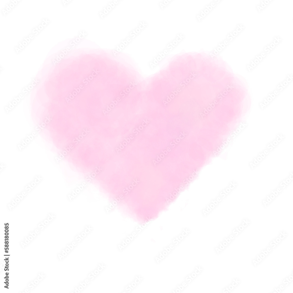 Pink heart love icon watercolour