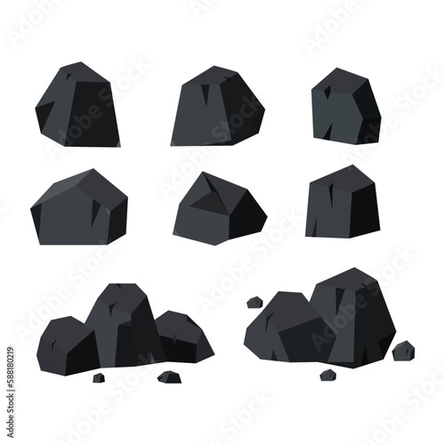 Coal rock icon illustration for raw materials for energy sources