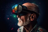 A new reality: senior man discovers virtual worlds with vr headset