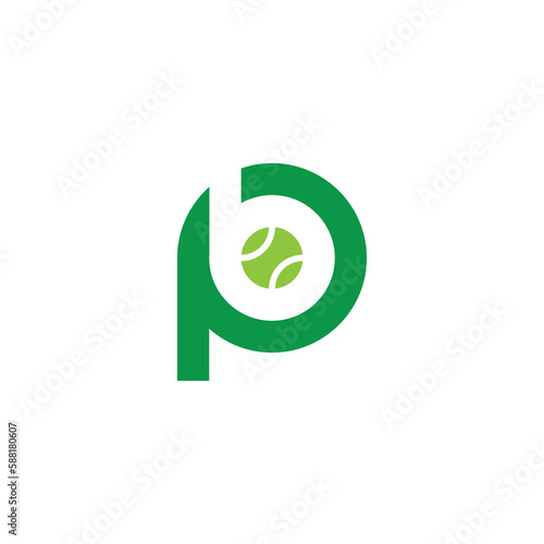 The logo design is combination letter pb and tennis ball