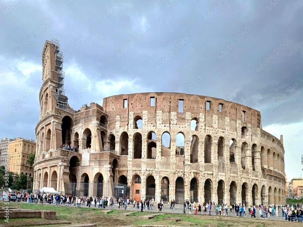 Colosseum in Rome Arena Also known as the Flavian Amphitheater Colossal work of the Roman Empire with visiting tourists , 30 