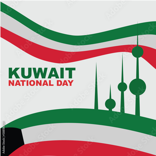 25th kuwait day independence greeting card photo