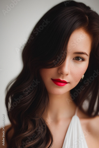 A woman with a red lip Generative AI