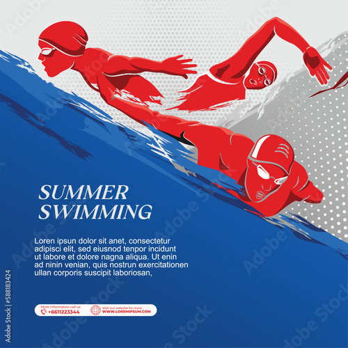 Swimming Sport Illustration Vector. Swimming Background for banner, poster, and flyer
