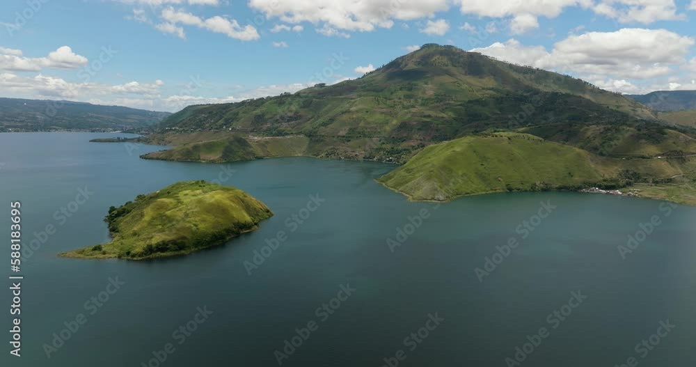 Top view of lake Toba is the biggest volcanic lake in the world. Sumatra, Indonesia. Top view of lake Toba is the biggest volcanic lake in the world. Sumatra, Indonesia.