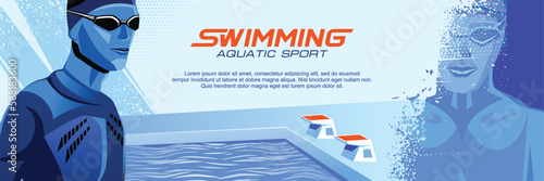Swimming Sport Illustration Vector. Swimming Background for banner, poster, and flyer