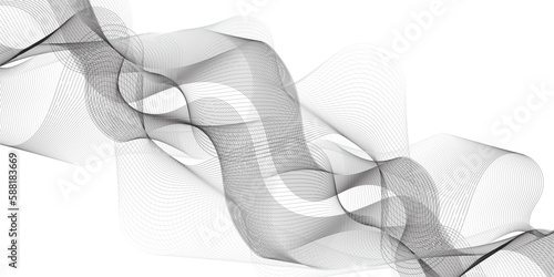 Abstract white and grey wavy curve lines background. Abstract frequency sound wave lines and twisted curve lines background.