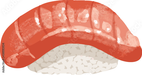 リアルで美味しそうな寿司のイラストレーション