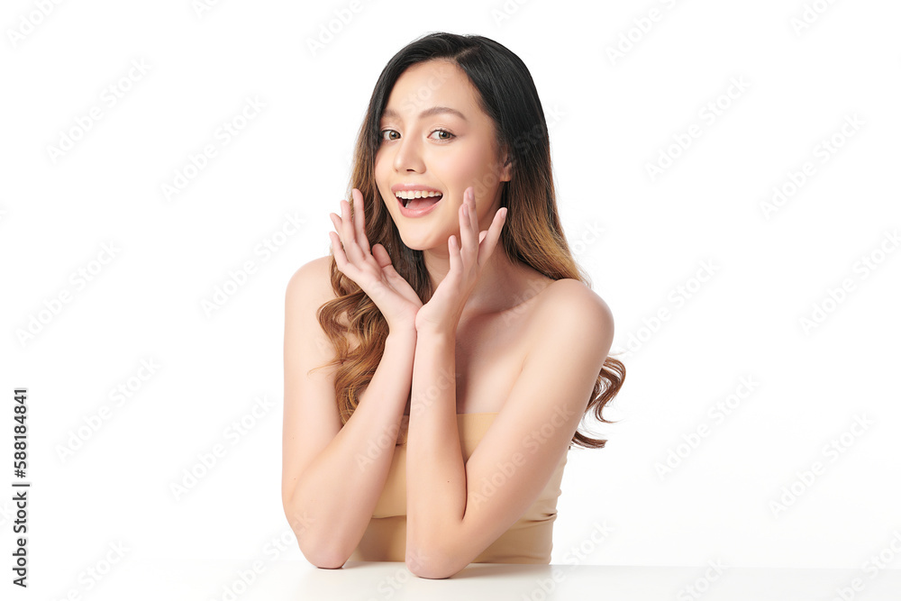 Beautiful young asian woman with clean fresh skin on white background, Face care, Facial treatment, Cosmetology, beauty and spa, Asian women portrait. Beautiful young asian woman with clean fresh skin on white background, Face care, Facial treatment, Cosmetology, beauty and spa, Asian women portrait.