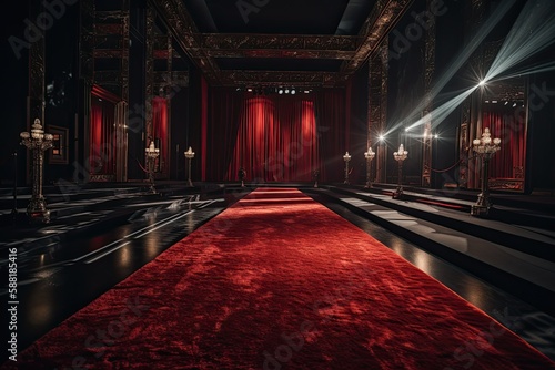 Red carpet movie premier gala show luxury background ai generated