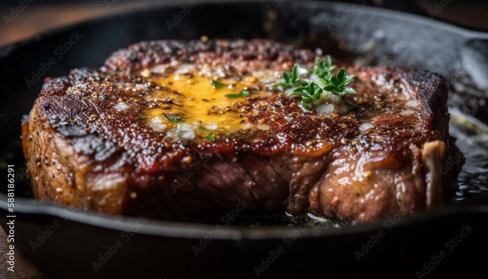Grilled steak, juicy and rare, ready-to-eat generated by AI Grilled steak, juicy and rare, ready-to-eat generated by AI