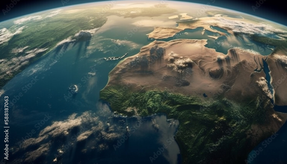 Topography of planet Earth, an aerial journey generated by AI