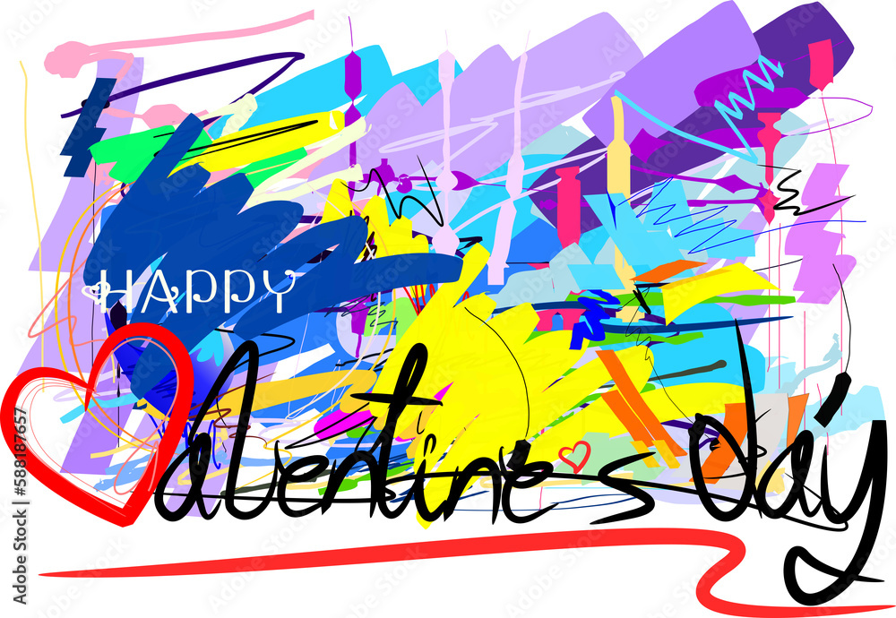 happy valentine and heart brush strokes style. happy valentine and heart brush strokes style.