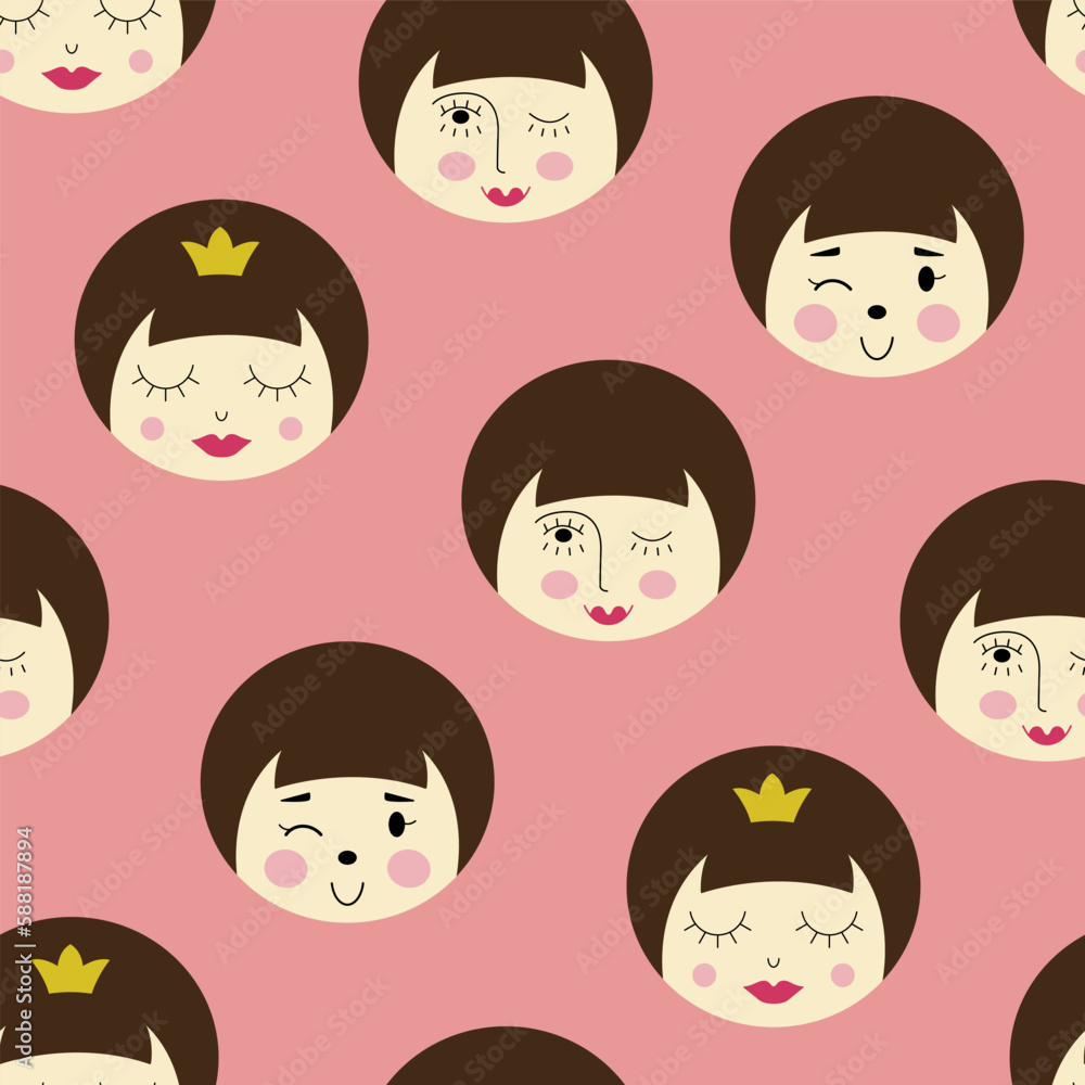 Feminine look, abstract personage, mascot design, funny face, cute icon. Feminine look, abstract personage, mascot design, funny face, cute icon.
