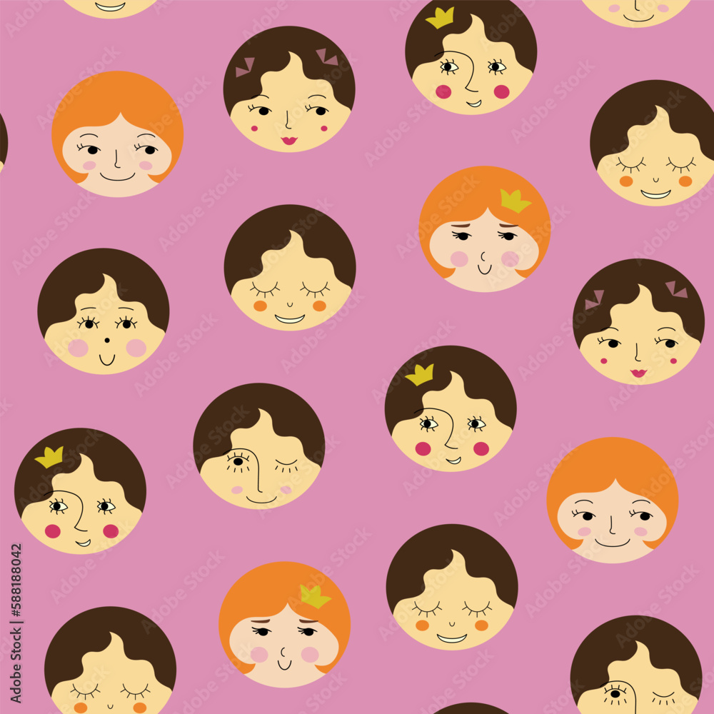 Feminine look, abstract personage, mascot design, funny face, cute icon. Feminine look, abstract personage, mascot design, funny face, cute icon.