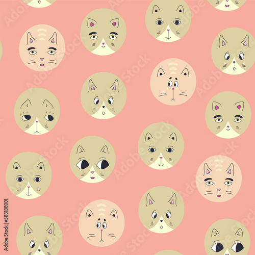 Funny cat face, abstract personage, mascot design, funny face, cute icon.