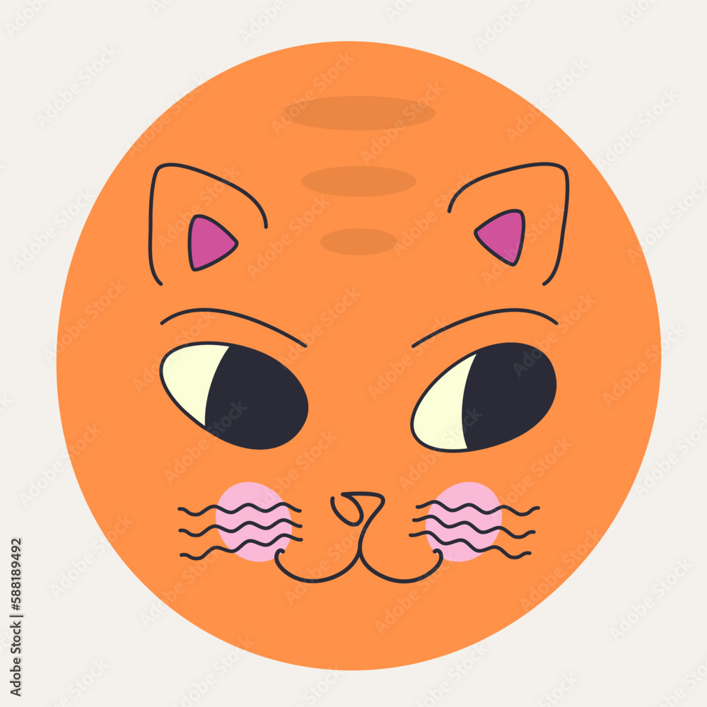 Funny cat face, abstract personage, mascot design, funny face, cute icon. Funny cat face, abstract personage, mascot design, funny face, cute icon.