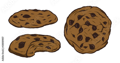 A drawing of a chocolate chip cookie