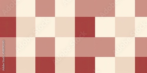 Seamless retro gingham checker plaid square pattern in a faded vintage red and beige cream palette , ai generated