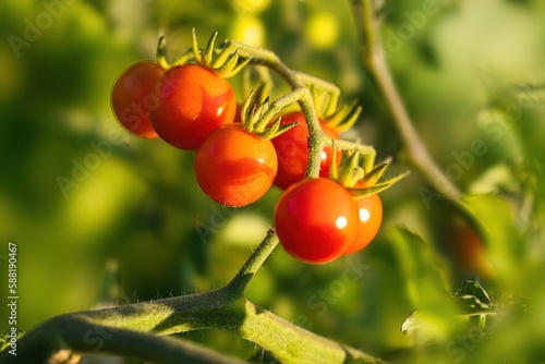 Strauchtomaten am Strauch in der Abendsonne 