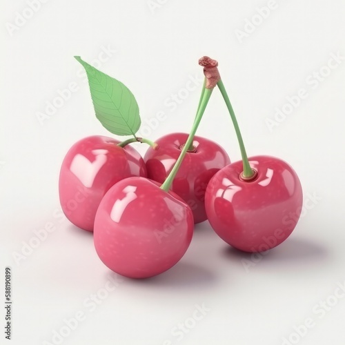 3d cherries isolated, generative ai