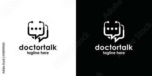 health logo vector illustration, stethoscope and talk icon, communication with doctor