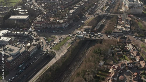 Aerial shot over Hangar lane junction West London photo