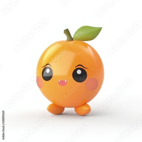 orange fruit character, isolated on white background, generative ai
