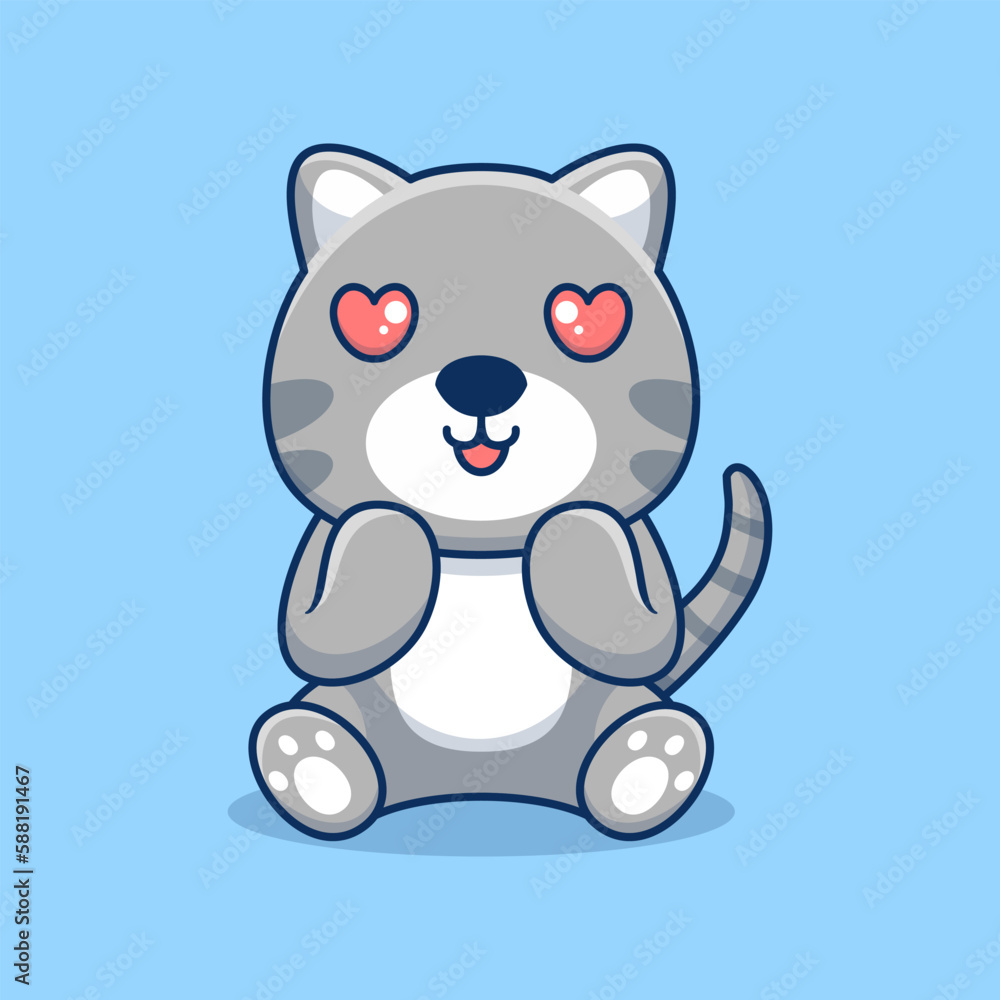 Naklejka premium Vector cat sitting shocked cute creative kawaii cartoon mascot