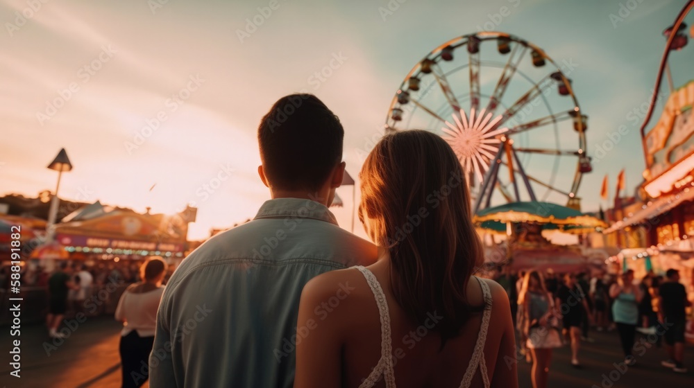 Fototapeta premium beautiful couple in a fair, generative ai