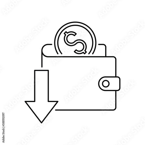 Budget deficit icon design. Reduce costs glyph icon. isolated on white background. vector illustration