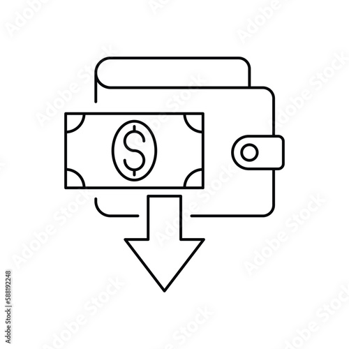 Budget deficit icon design. Reduce costs glyph icon. isolated on white background. vector illustration