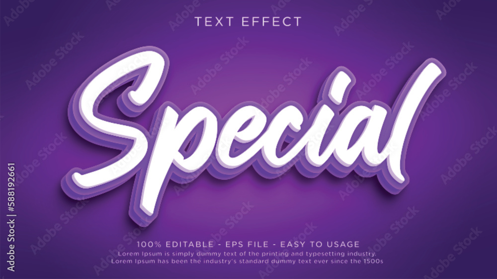Editable text effect, special text effect with purple theme