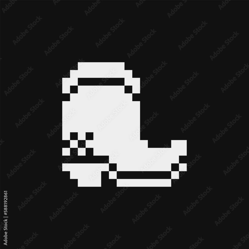 Cowboy boot. Pixel art icon. 1-bit. Sticker design. Game assets ...