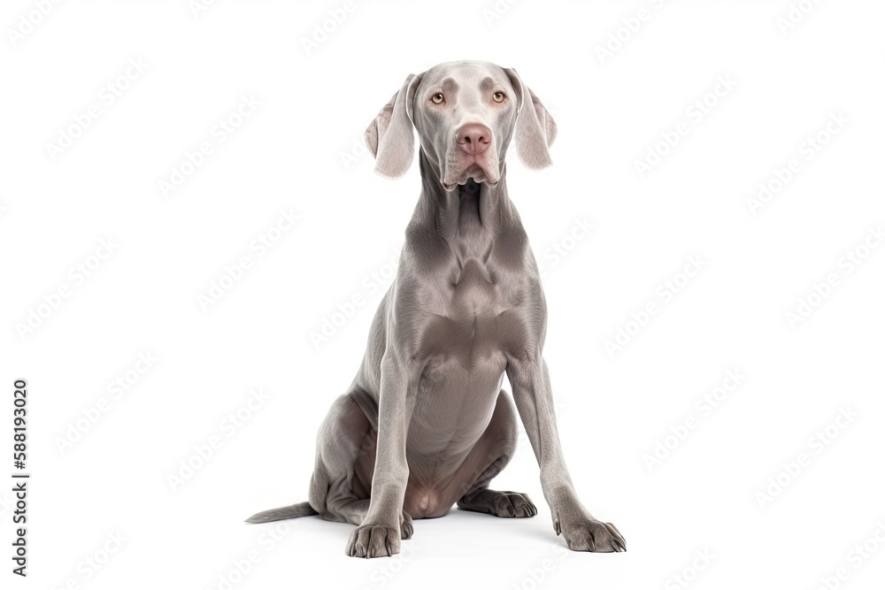 Weimaraner dog isolated on white background. Generative AI