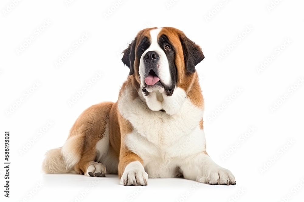 St. Bernard dog isolated on white background. Generative AI