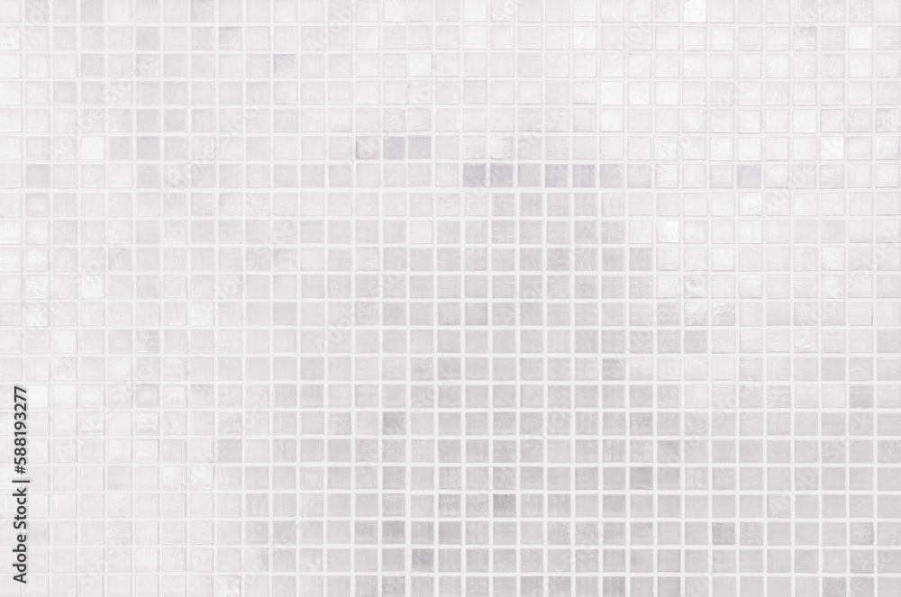 White tile checkered background bathroom floor texture. Ceramic wall and floor tiles mosaic background in bathroom.	