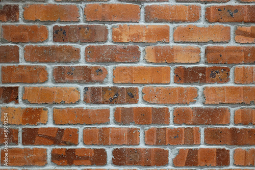Red brick wall. Brickwork, background texture.