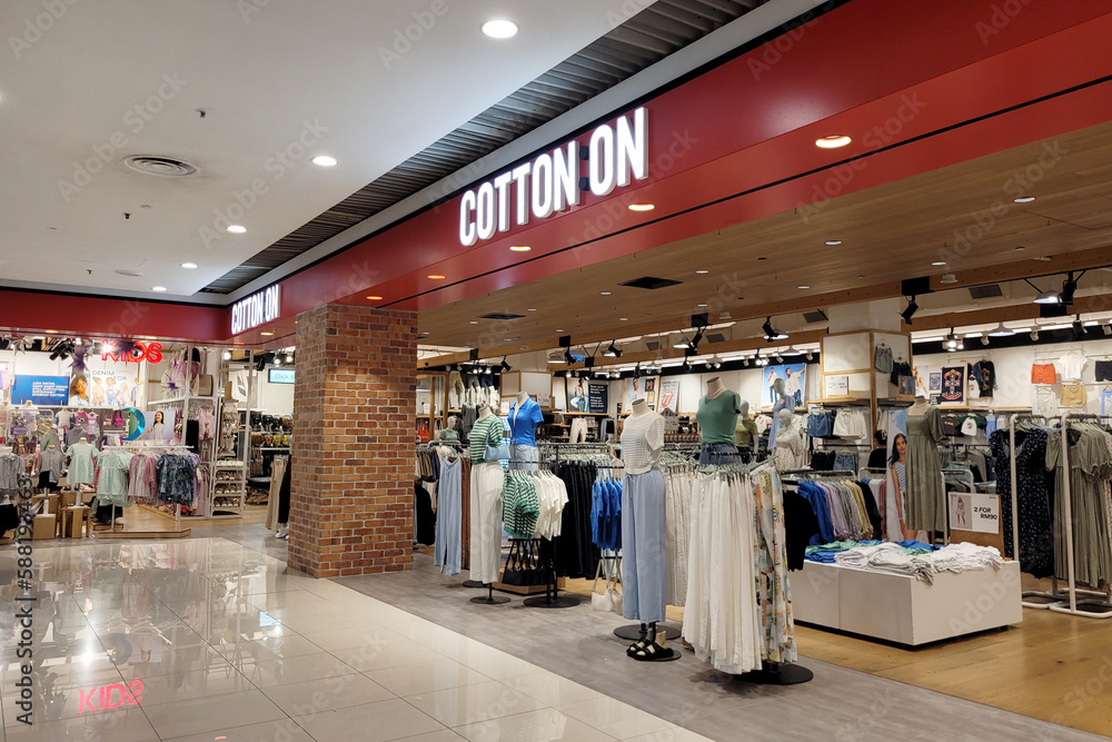 PENANG, MALAYSIA 2 APR 2023 View of Cotton On fashion store in a