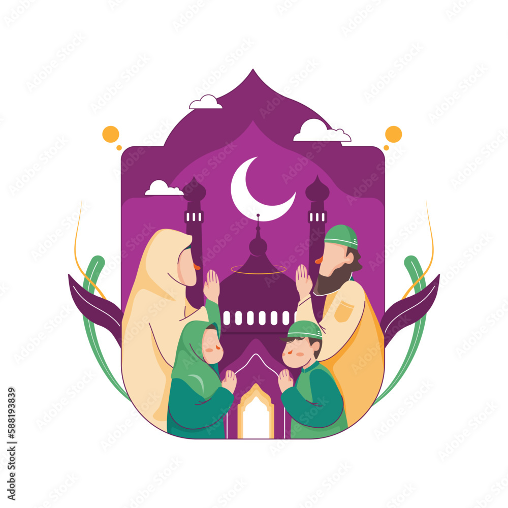 Illustration Of A Muslim Family Celebrating Eid Al Fitr With A Unique illustration-of-a-muslim-family-celebrating-eid-al-fitr-with-a-unique