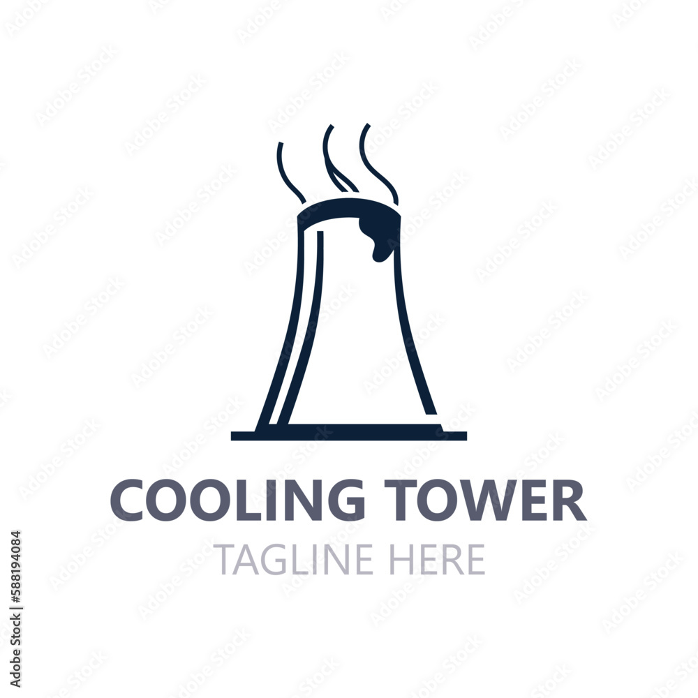 Nuclear cooling power plant vector icon. Factory sign. Industry symbol. Simple isolated logo Nuclear cooling power plant vector icon. Factory sign. Industry symbol. Simple isolated logo