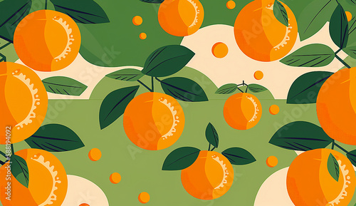Background Pattern of a Tree Full of Mandarin Oranges - Generative AI 