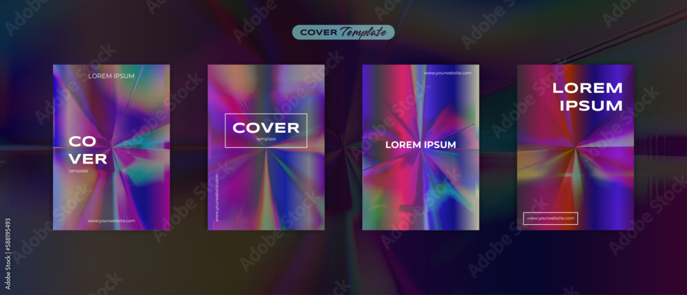 Cover design futuristic 80s retro bloom vibrant back to the future theme collection vector background for flyers, banners, posters, invitations, gift cards, brochures
