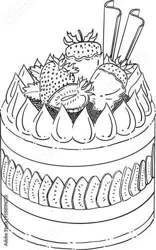 hand drawn strawberry theme cake 