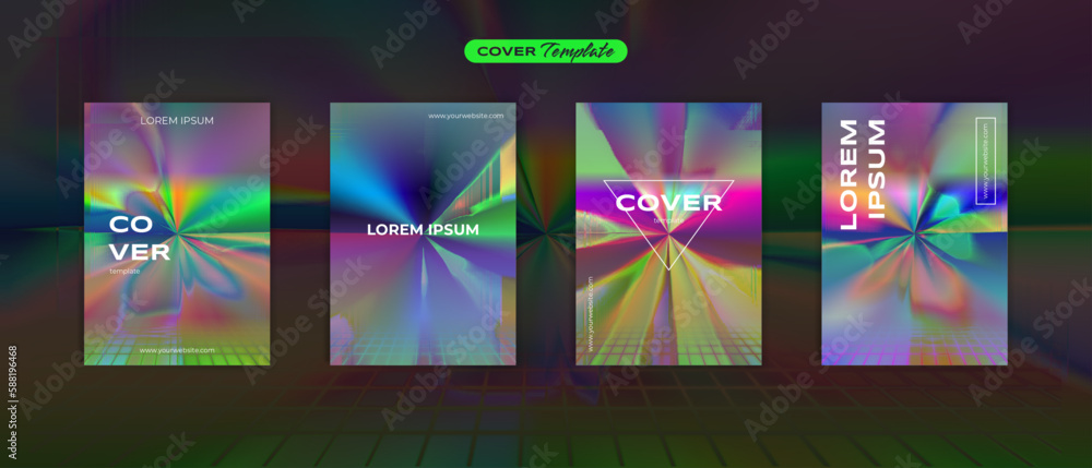 Cover design futuristic 80s retro wave vibrant back to the future theme collection vector background for flyers, banners, posters, invitations, gift cards, brochures