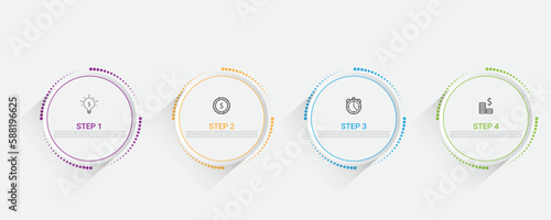 Business info graphic template. 4 step line chart. with progress icon, presentation vector info graphic.