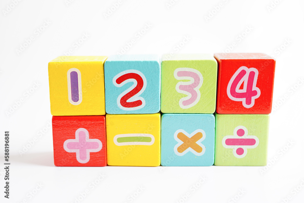 Number wood block cubes for learning Mathematic, education math concept. Number wood block cubes for learning Mathematic, education math concept.