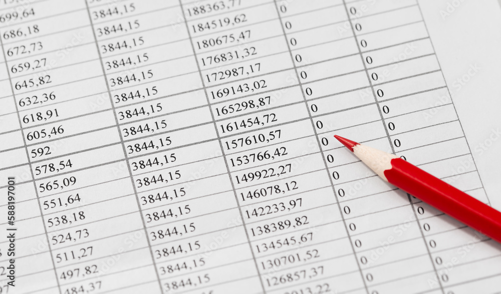 statistics and red pencil showing growth accounting or financial success concept statistics and red pencil showing growth accounting or financial success concept