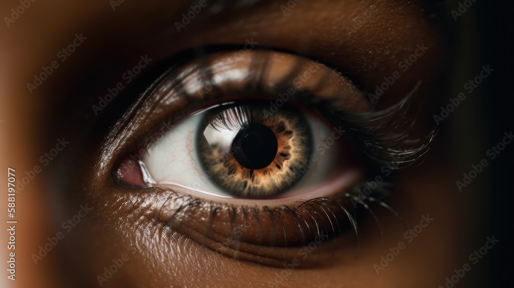 Beautiful woman's eyes close up. Generative AI