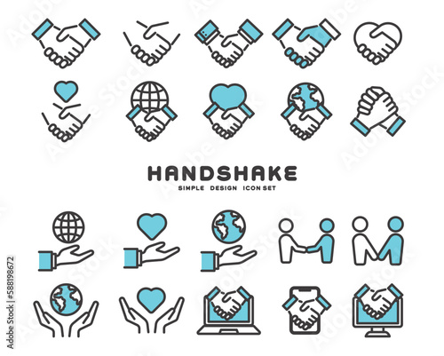 シンプルで使いやすい様々な種類の握手のベクターイラスト素材／ビジネス／契約／仲良し